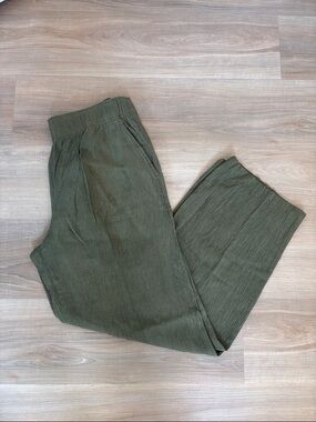 GAP Olive Green Wide-Leg Pull-On Pants